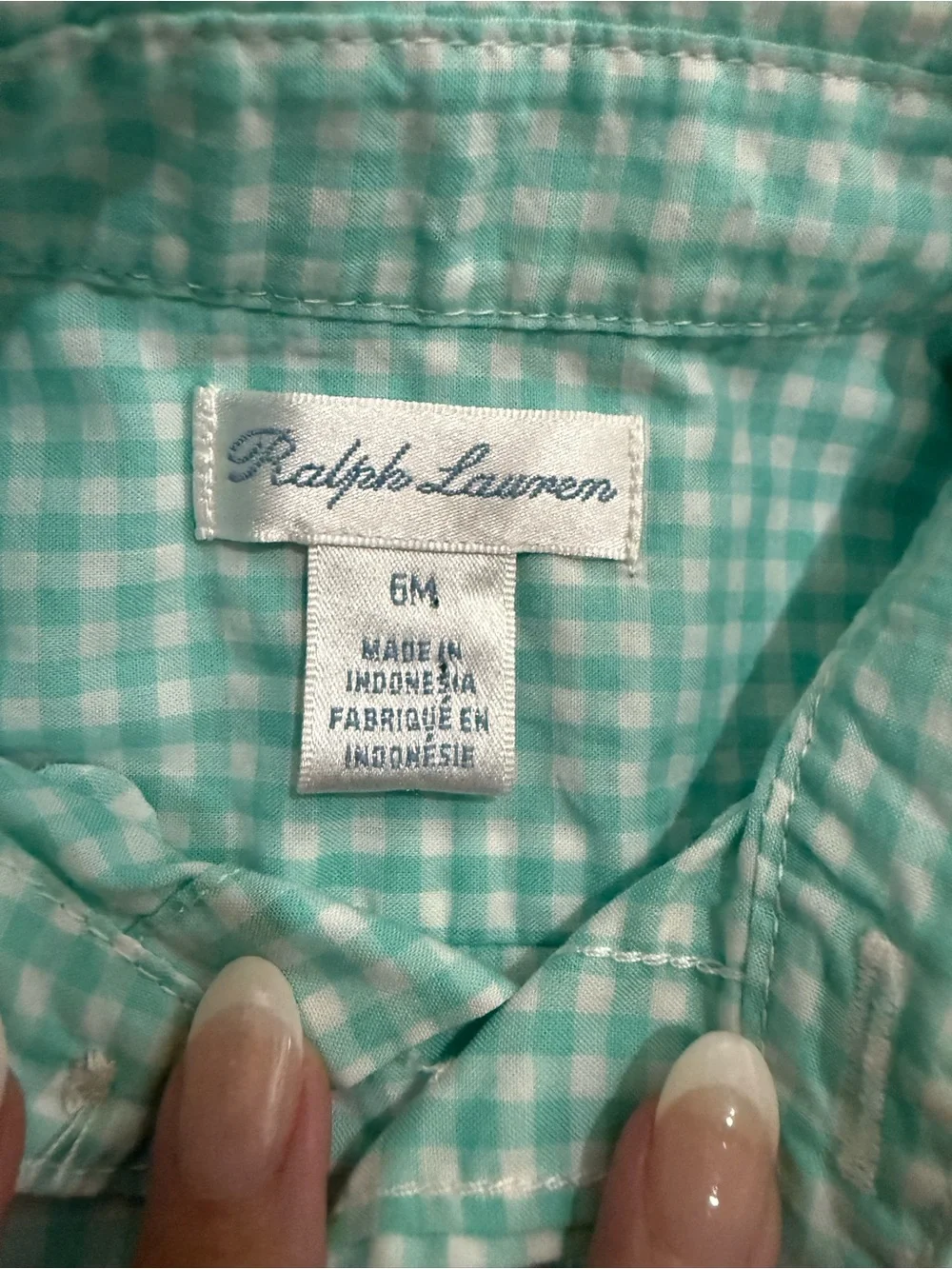 Ralph Lauren Mint Green Gingham Button-Down Shirt